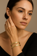 Elegant Leaf Design 2k Gold Plated Bangles (Set of 2) – Lightweight & Stylish